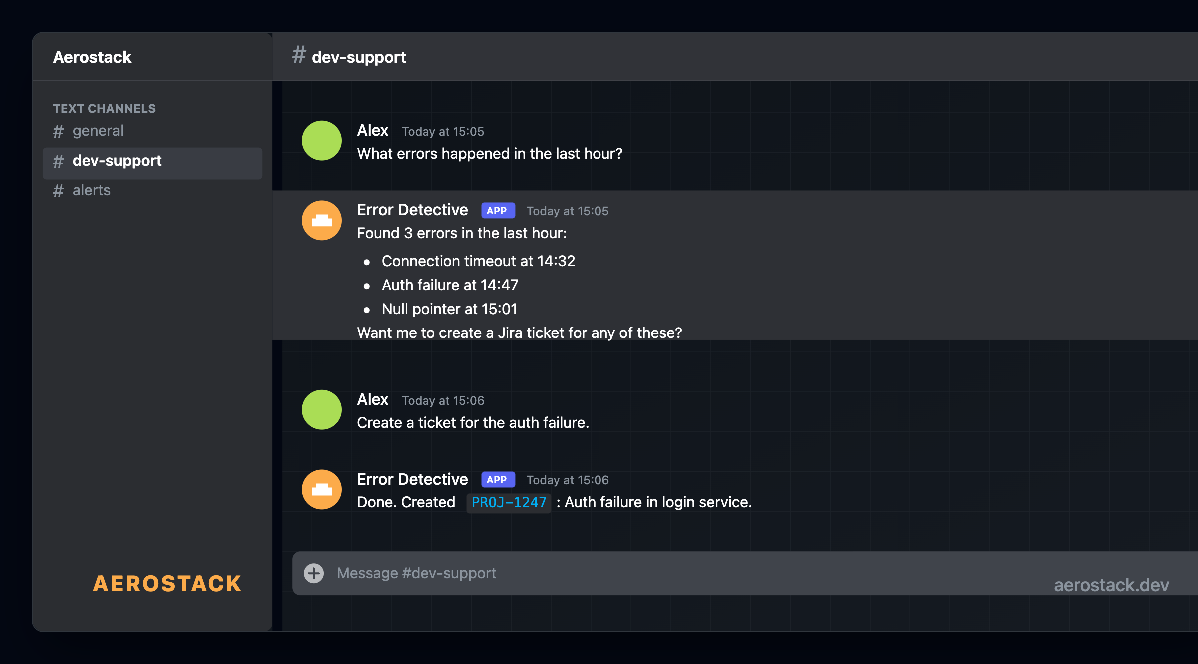 Discord bot querying a database and creating Jira tickets from natural language